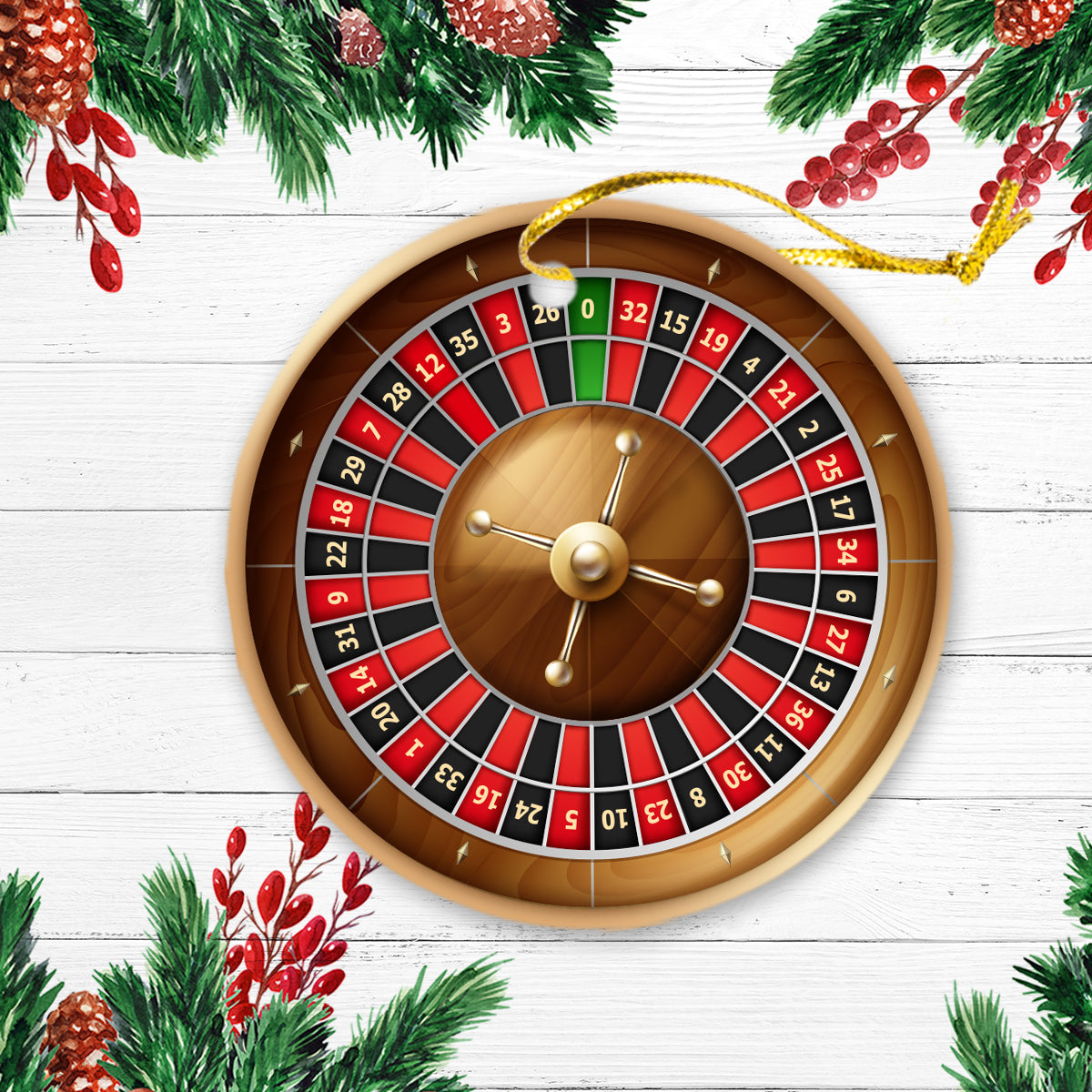 Funny Casino Roulette Table Personalized Christmas Premium Ceramic Ornaments Sets for Christmas Tree