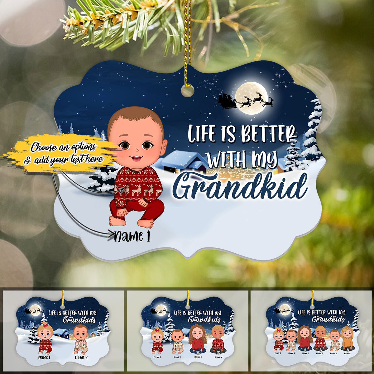Life Is Better With Grandkids Personalized Custom Name Aluminum Ornaments - Christmas Gift