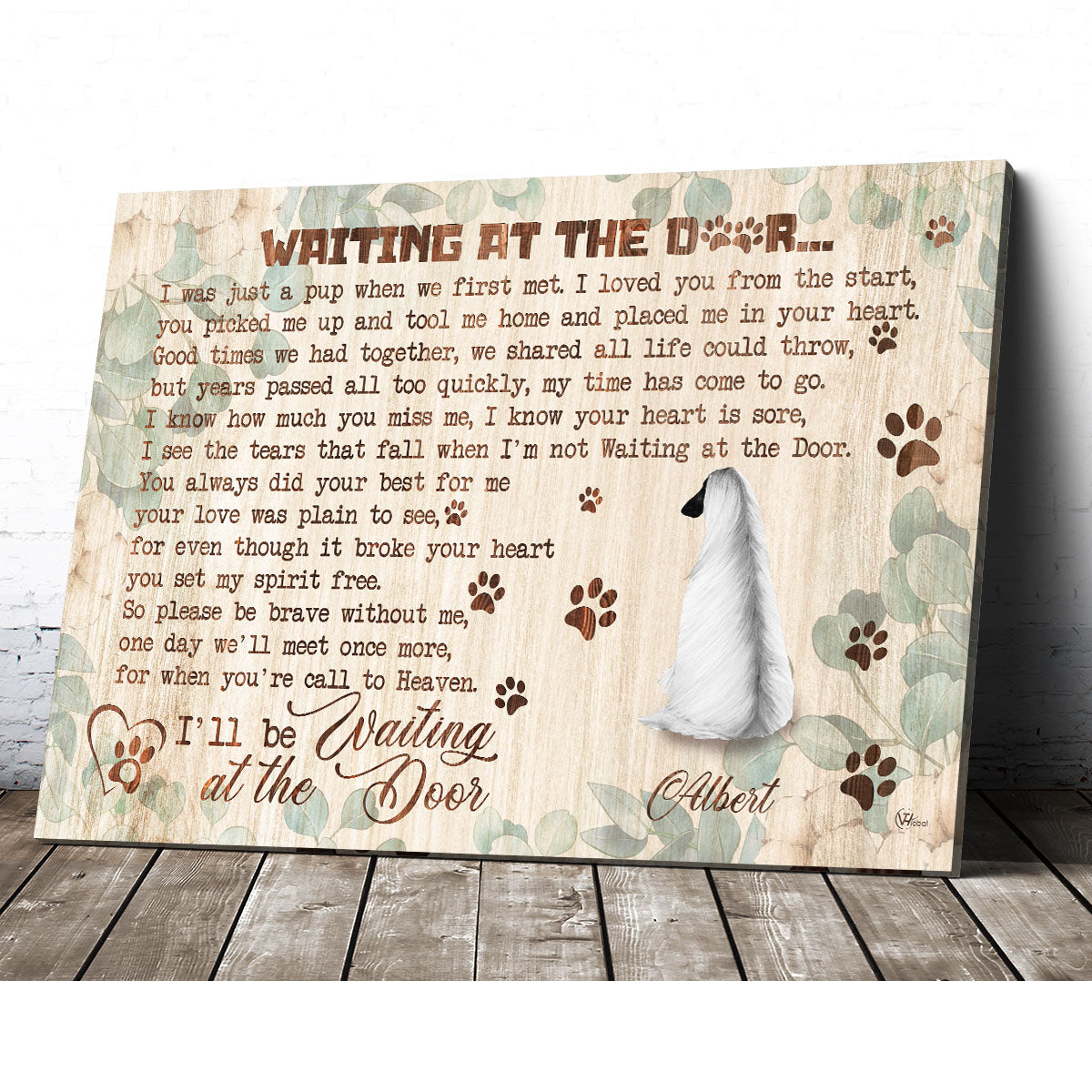 Personalized Pet Memorial Gifts for Loss of Dog Canvas Print Wall Art - Dog Waiting At The Door Canvas Art
