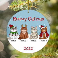 Thumbnail for Meowy Catmas 2023 Personalized Custom Cat Ornament, Custom Cat Breeds, Christmas Premium Ceramic Ornaments Sets
