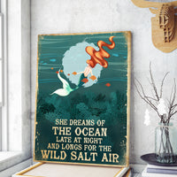 Thumbnail for She Dreams of The Ocean Late At Night Canvas Print Wall Art for Boy Girl Men Women Personalized Canvas Art