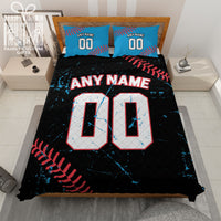 Thumbnail for Custom Quilt Sets Miami Jersey Personalized Baseball Premium Quilt Bedding for Men Women
