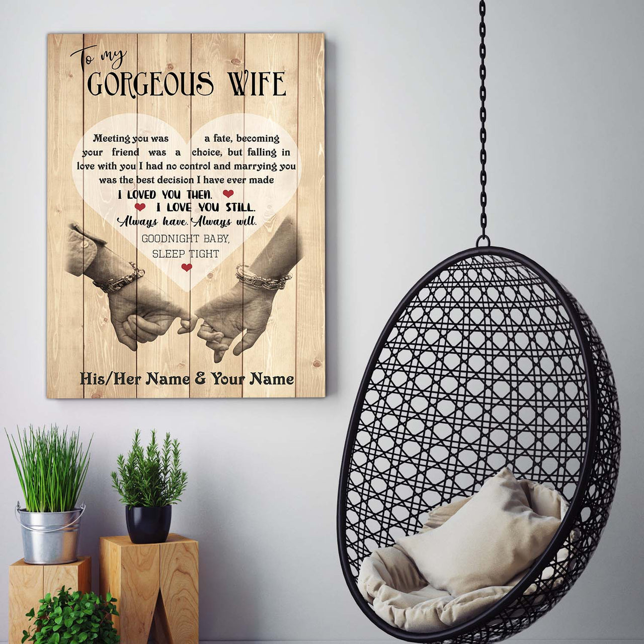 Personalized Custom Name To My Gorgeous Wife Canvas Wall Art Canvas Print Couple Hanging Poster Home Decor
