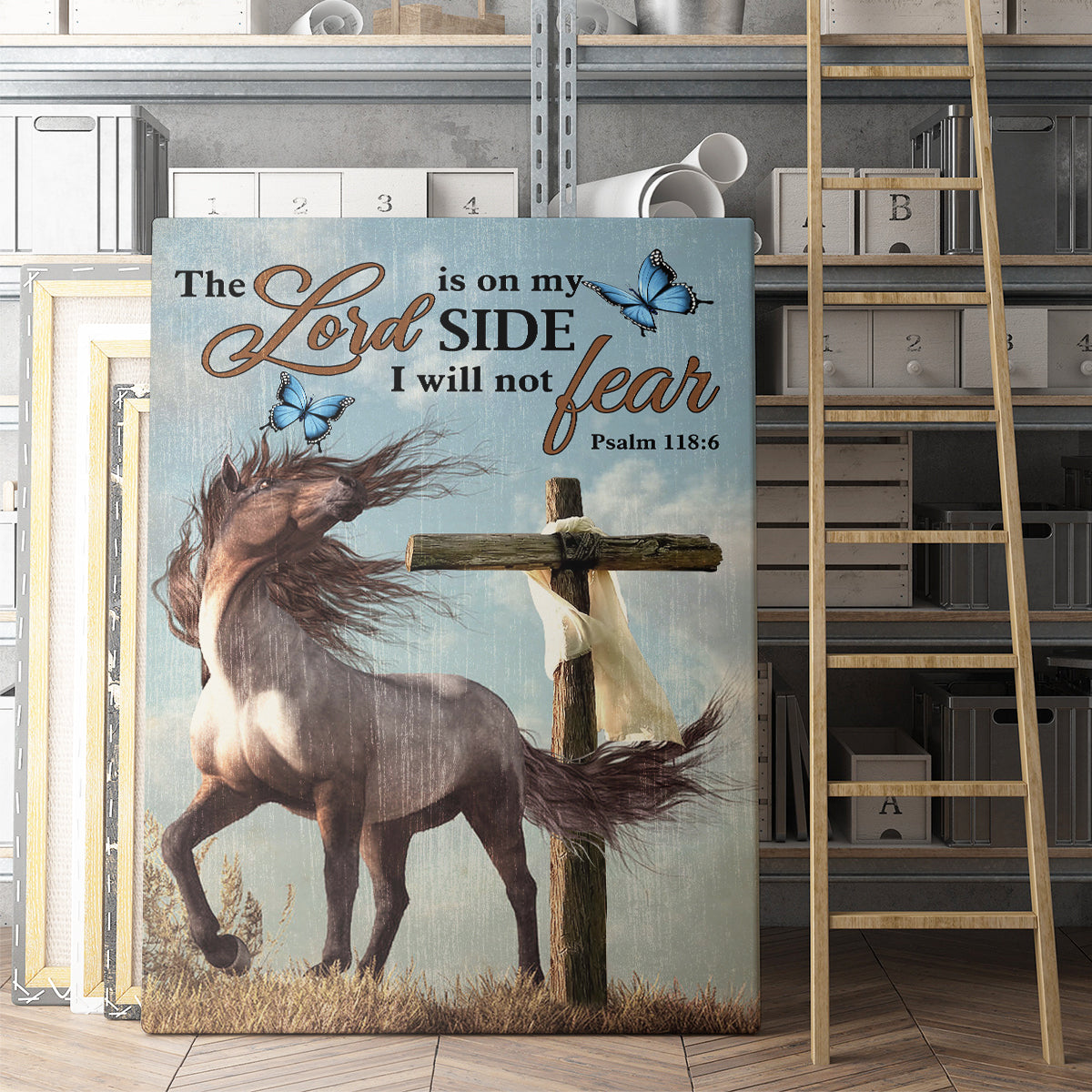 The Lord Is On My Side I Will Not Fear Canvas Print Wall Art for Boy Girl Men Women Horse Personalized Canvas Art