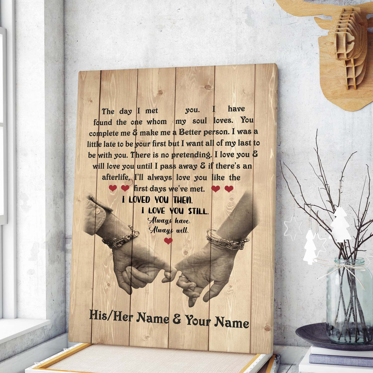 Personalized Custom The Day I Met You Name Date Canvas Wall Art Canvas Print Couple Hanging Poster Home Decor
