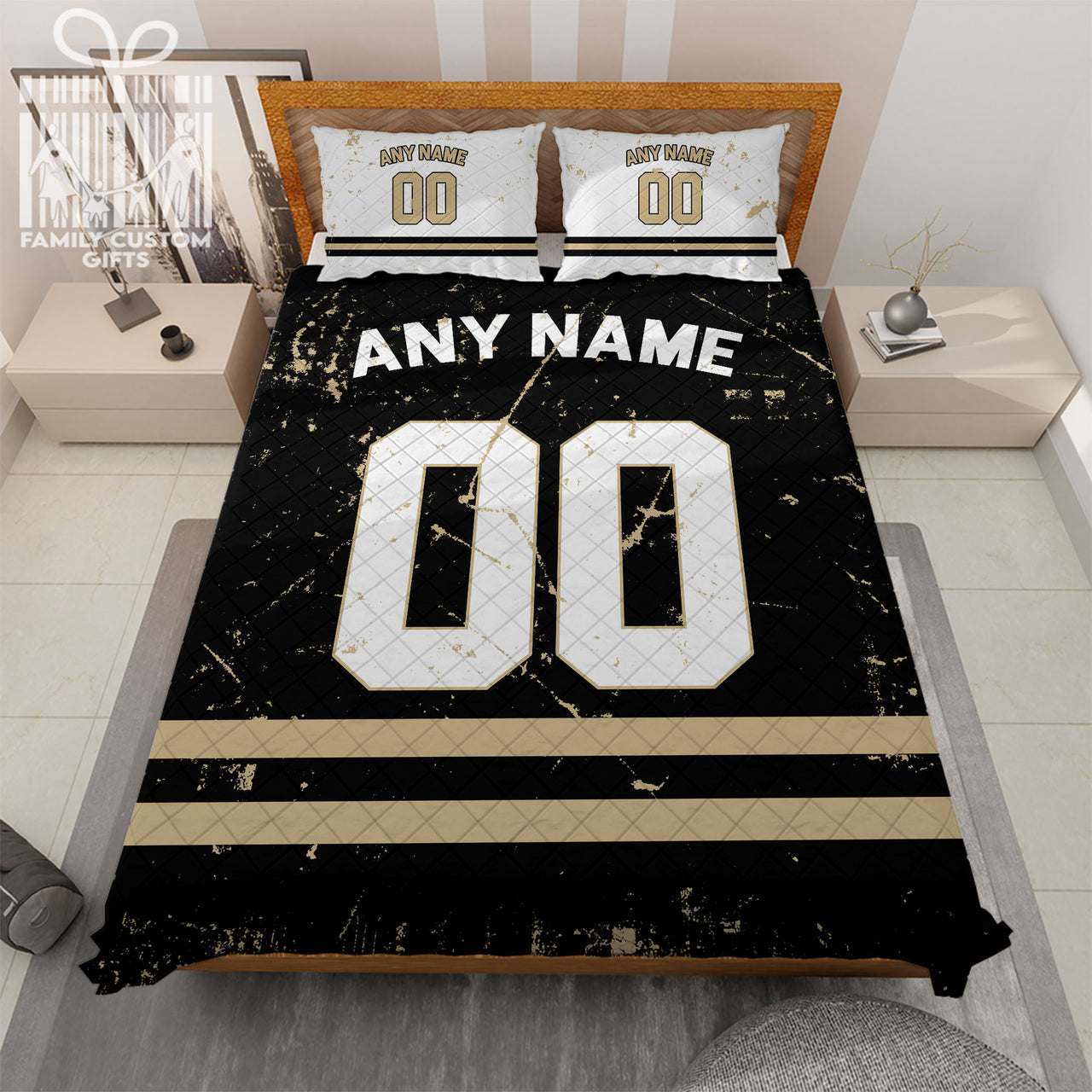 Custom Quilt Sets New Orleans Jersey Personalized Football Premium Quilt Bedding for Men Women