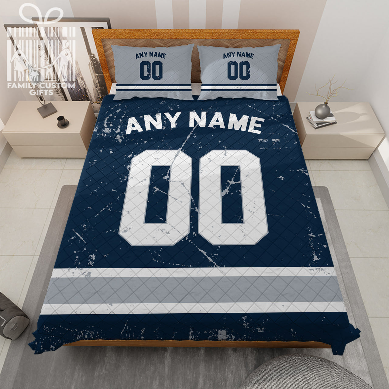 Custom Quilt Sets Dallas Jersey Personalized Football Premium Quilt Bedding for Men Women