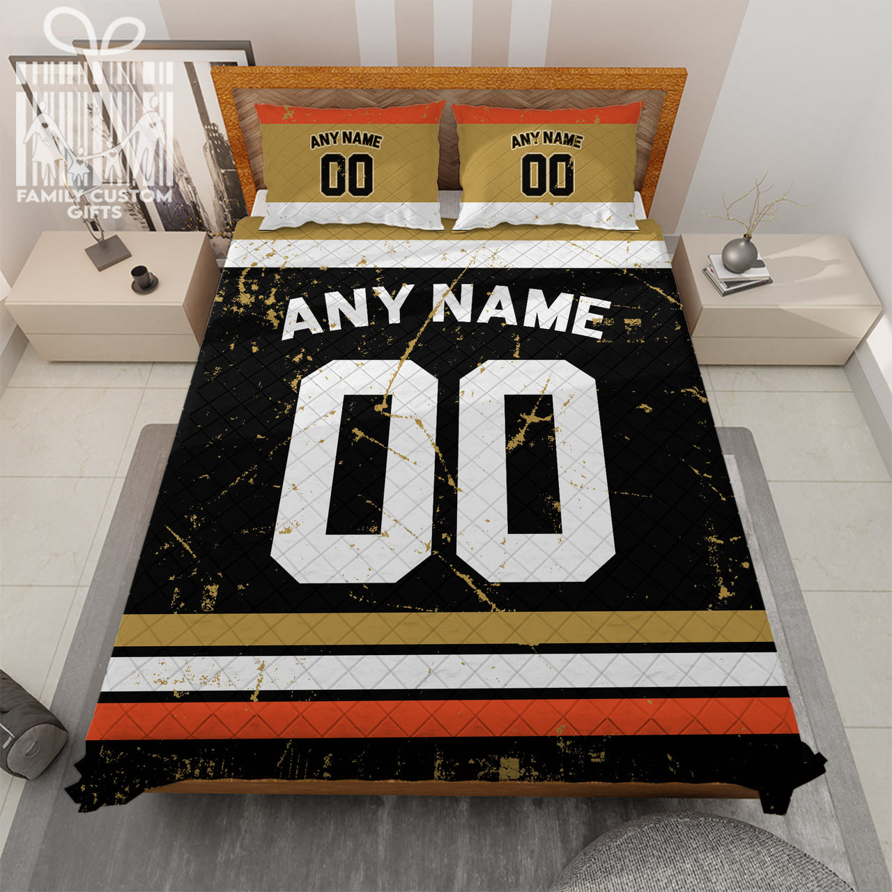 Custom Quilt Sets Anaheim Jersey Personalized Ice hockey Premium Quilt Bedding for Men Women