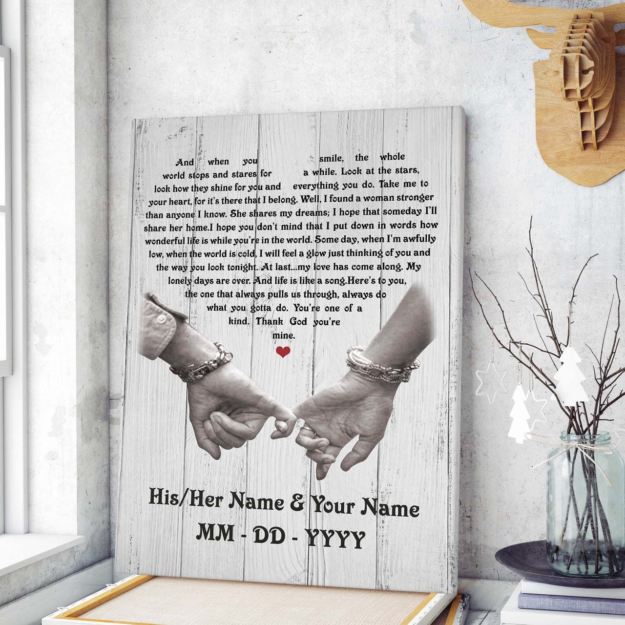 Personalized Custom Anniversary Song Name Date Canvas Wall Art Canvas Print Couple Hanging Poster Home Decor