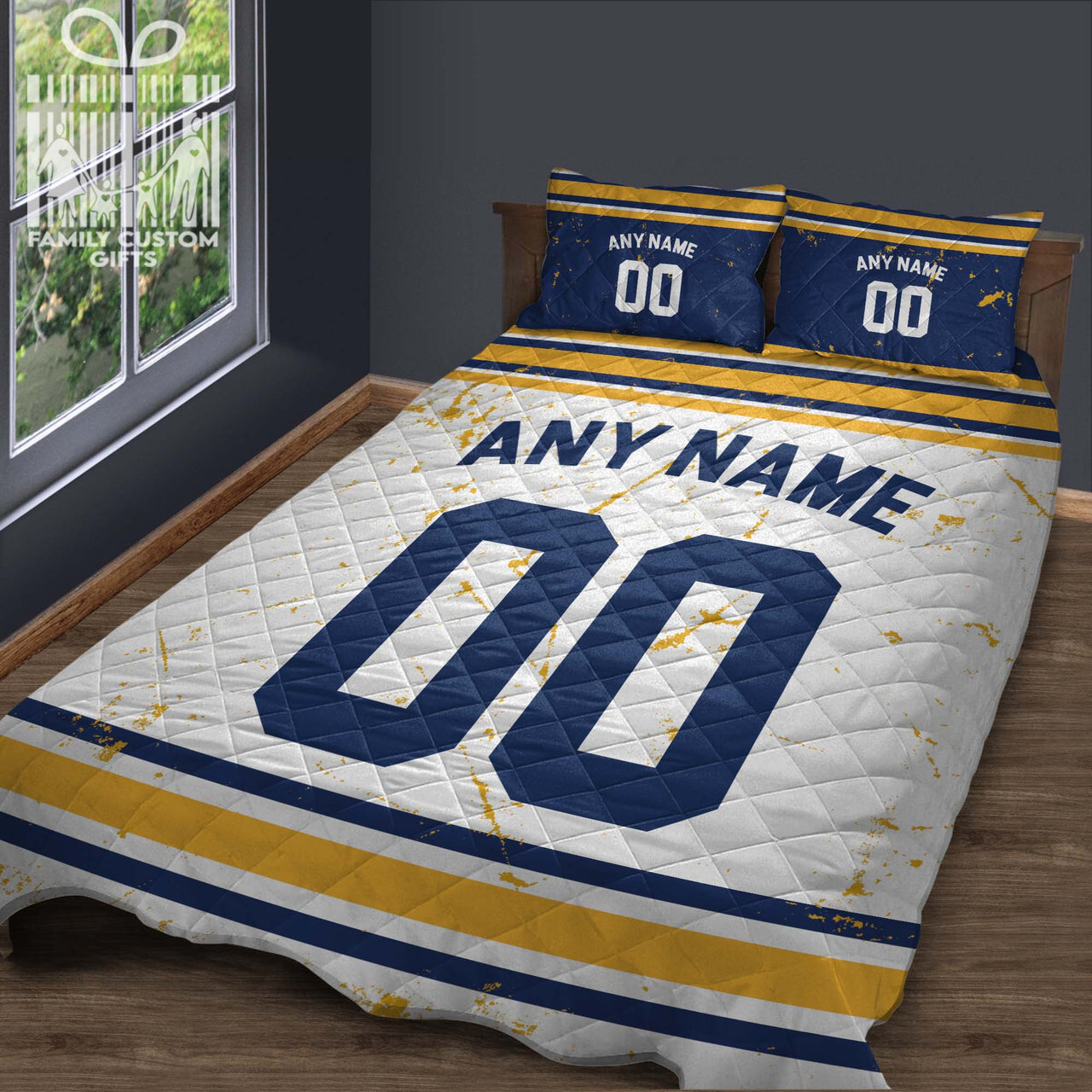 Custom Quilt Sets Buffalo Jersey Personalized Ice hockey Premium Quilt Bedding for Men Women