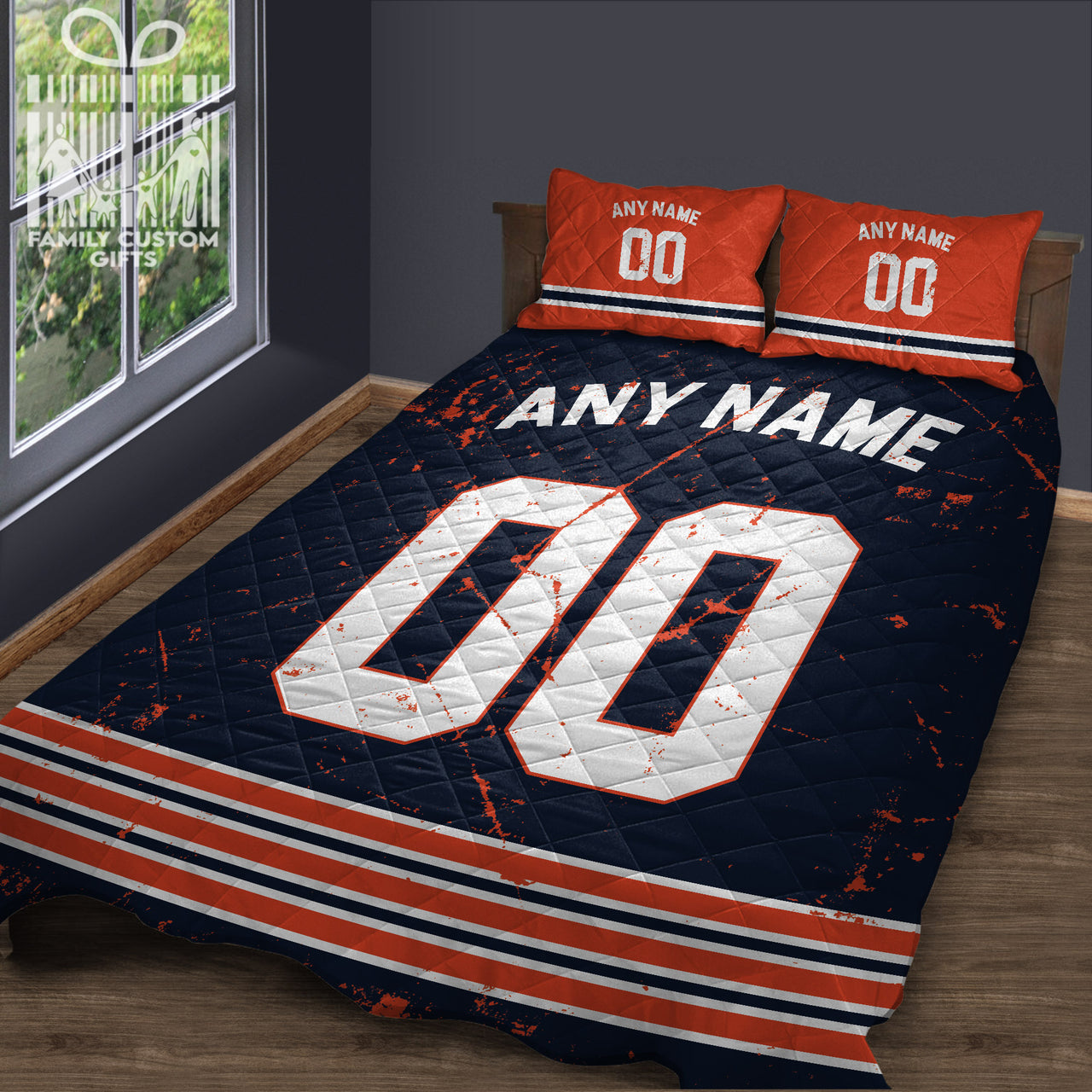 Custom Quilt Sets Chicago Jersey Personalized Football Premium Quilt Bedding for Men Women