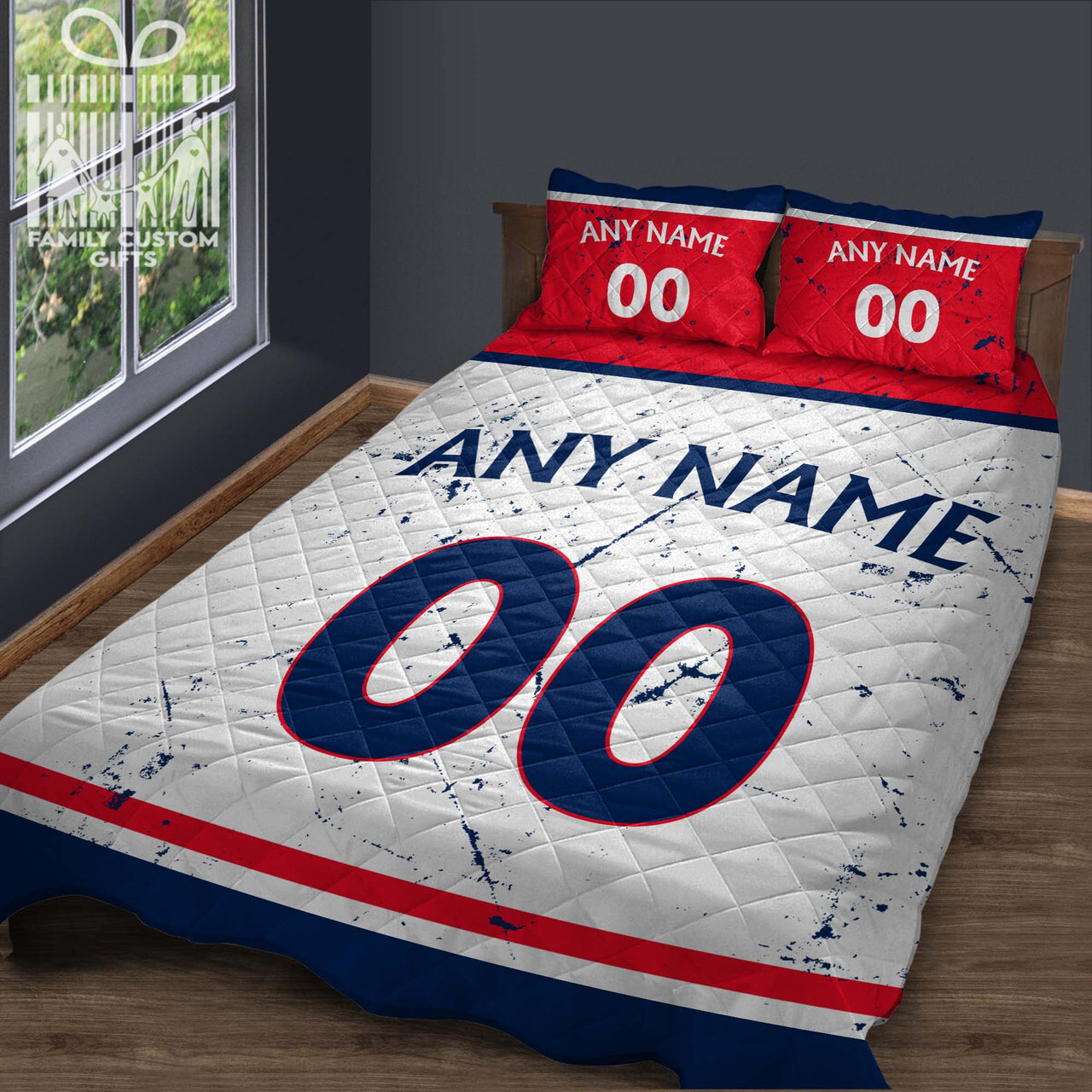 Custom Quilt Sets Columbus Jersey Personalized Ice hockey Premium Quilt Bedding for Men Women