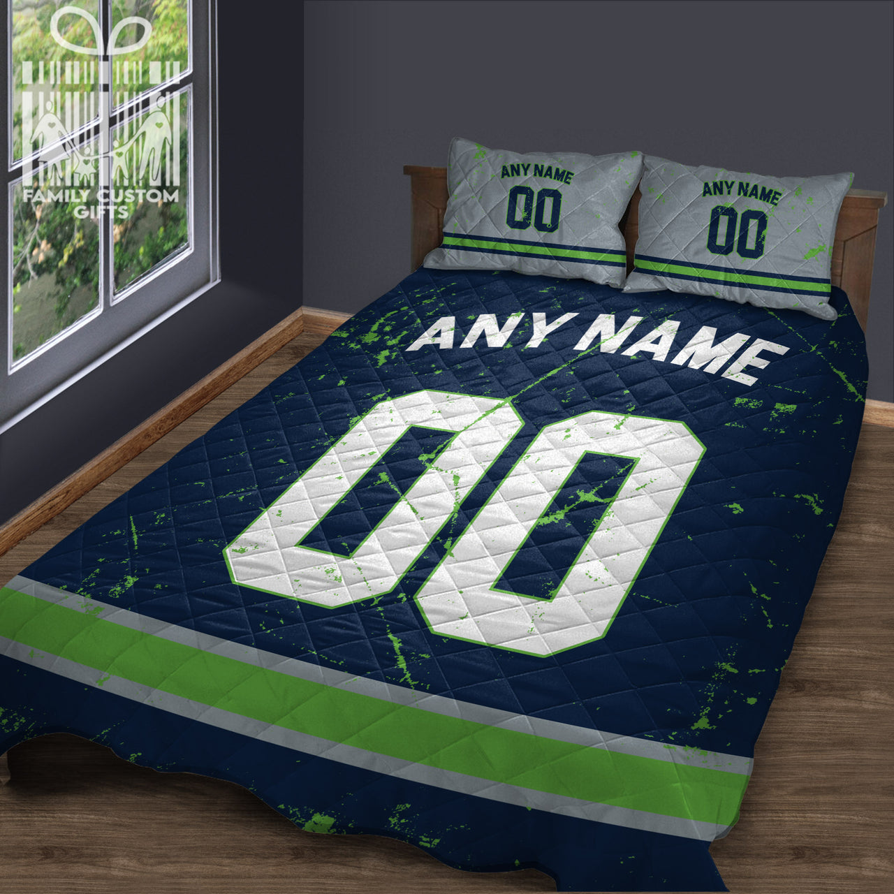 Custom Quilt Sets Seattle Jersey Personalized Football Premium Quilt Bedding for Men Women