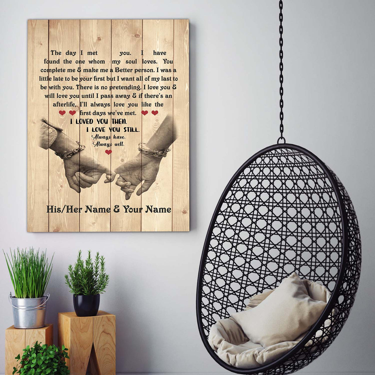 Personalized Custom The Day I Met You Name Date Canvas Wall Art Canvas Print Couple Hanging Poster Home Decor