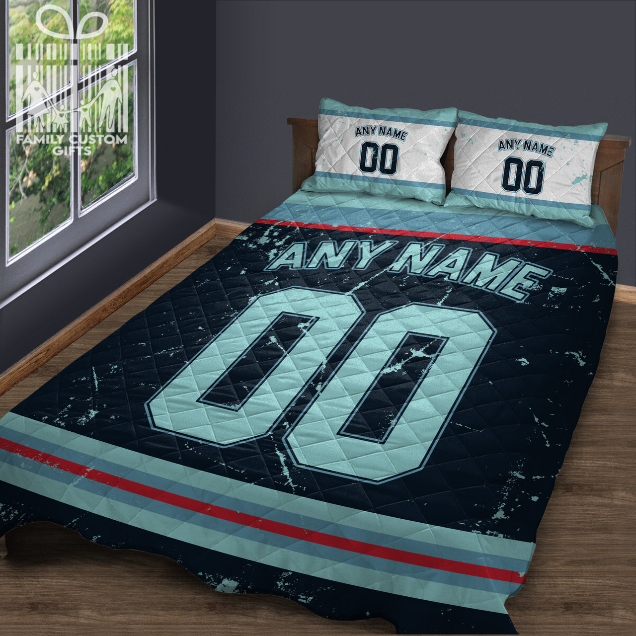 Custom Quilt Sets Seattle Jersey Personalized Ice hockey Premium Quilt Bedding for Men Women