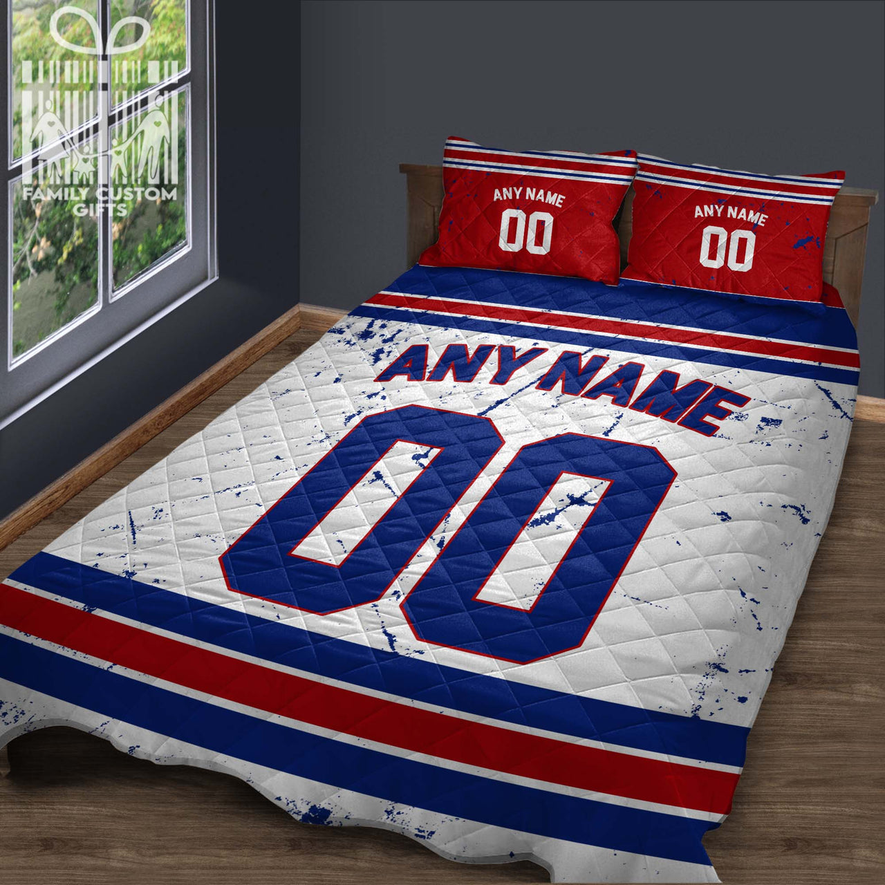 Custom Quilt Sets New York Jersey Personalized Ice hockey Premium Quilt Bedding for Men Women