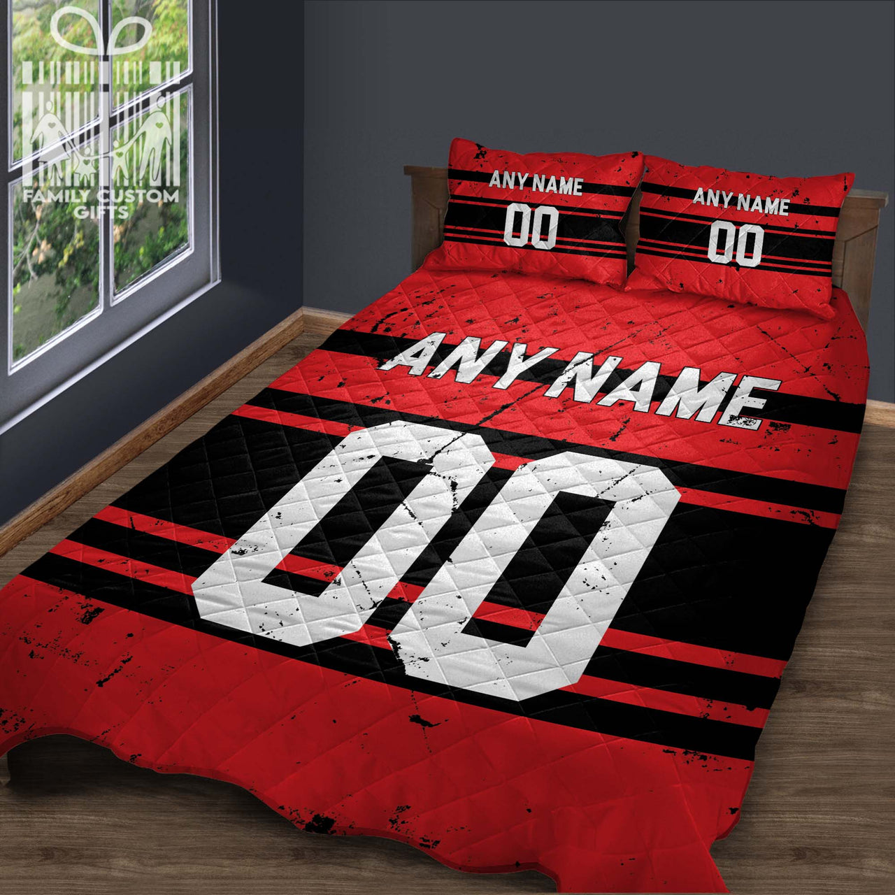 Custom Quilt Sets Detroit Jersey Personalized Ice hockey Premium Quilt Bedding for Men Women