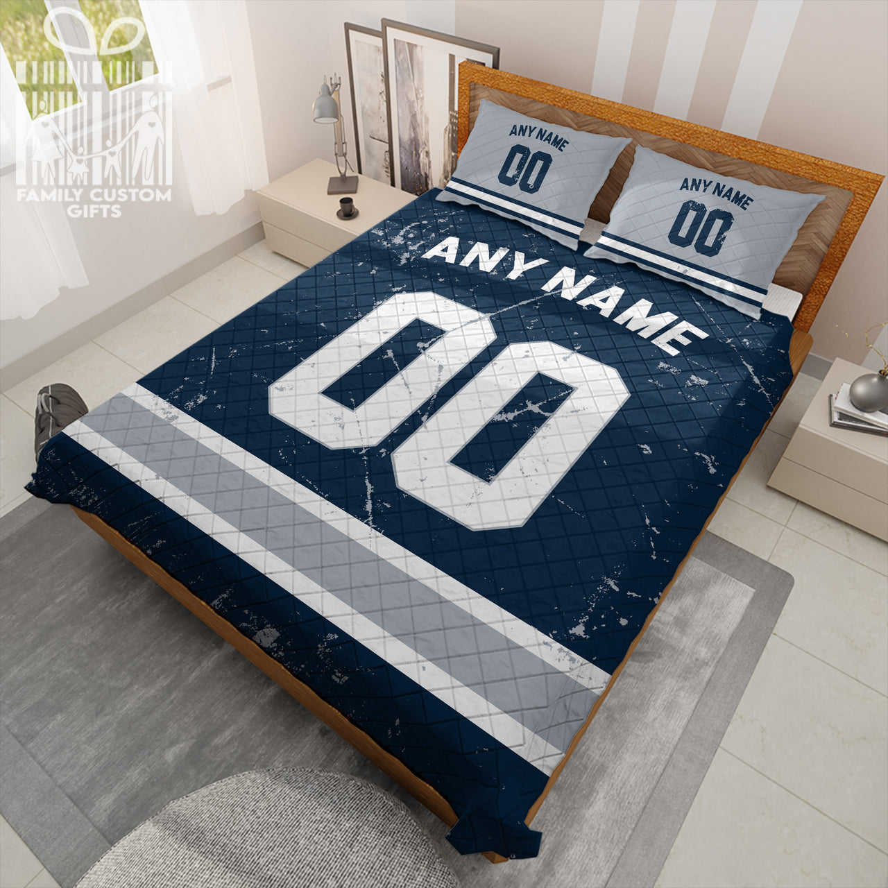 Custom Quilt Sets Dallas Jersey Personalized Football Premium Quilt Bedding for Men Women