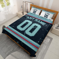 Thumbnail for Custom Quilt Sets Seattle Jersey Personalized Ice hockey Premium Quilt Bedding for Men Women