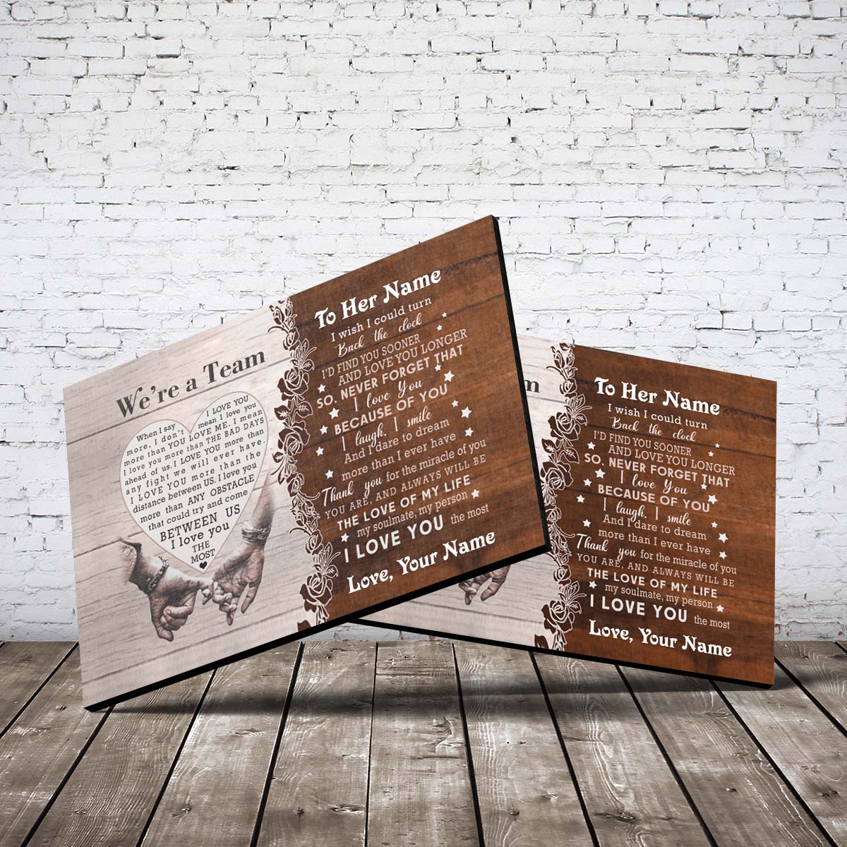 Couple Custom Canvas Art We're A Team When I Say I Love You More Personalized Wall Art for Couple