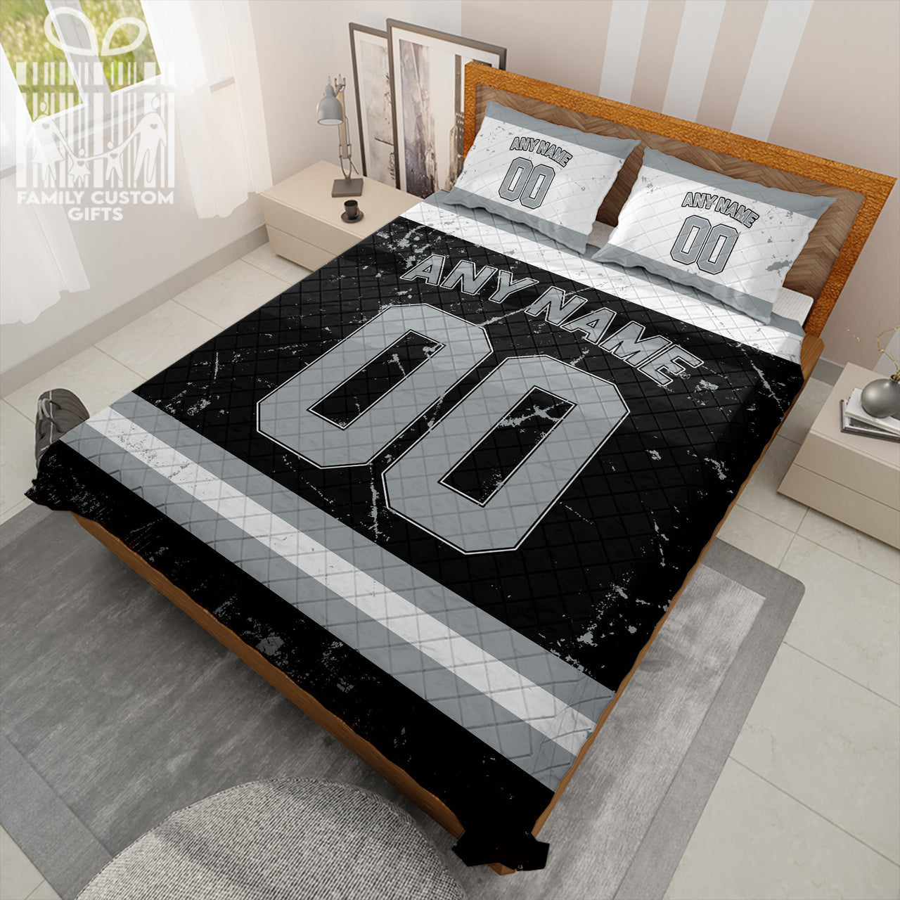 Custom Quilt Sets Los Angeles Jersey Personalized Ice hockey Premium Quilt Bedding for Men Women
