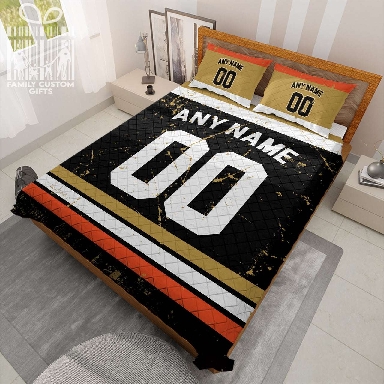 Custom Quilt Sets Anaheim Jersey Personalized Ice hockey Premium Quilt Bedding for Men Women