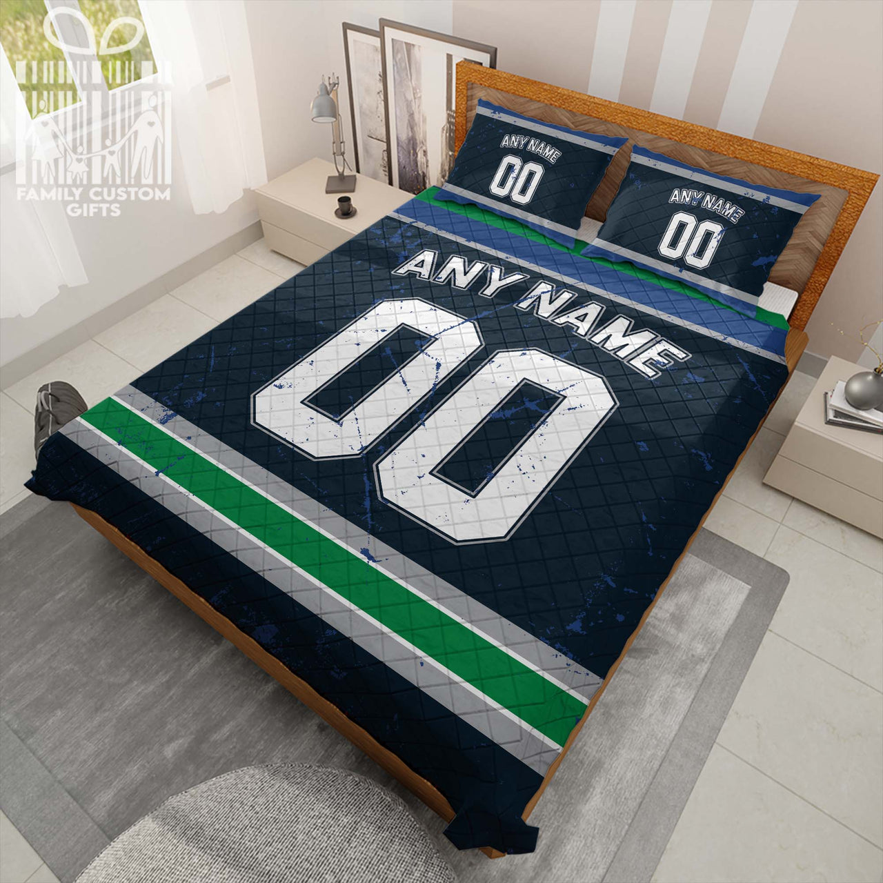 Custom Quilt Sets Vancouver Jersey Personalized Ice hockey Premium Quilt Bedding for Men Women