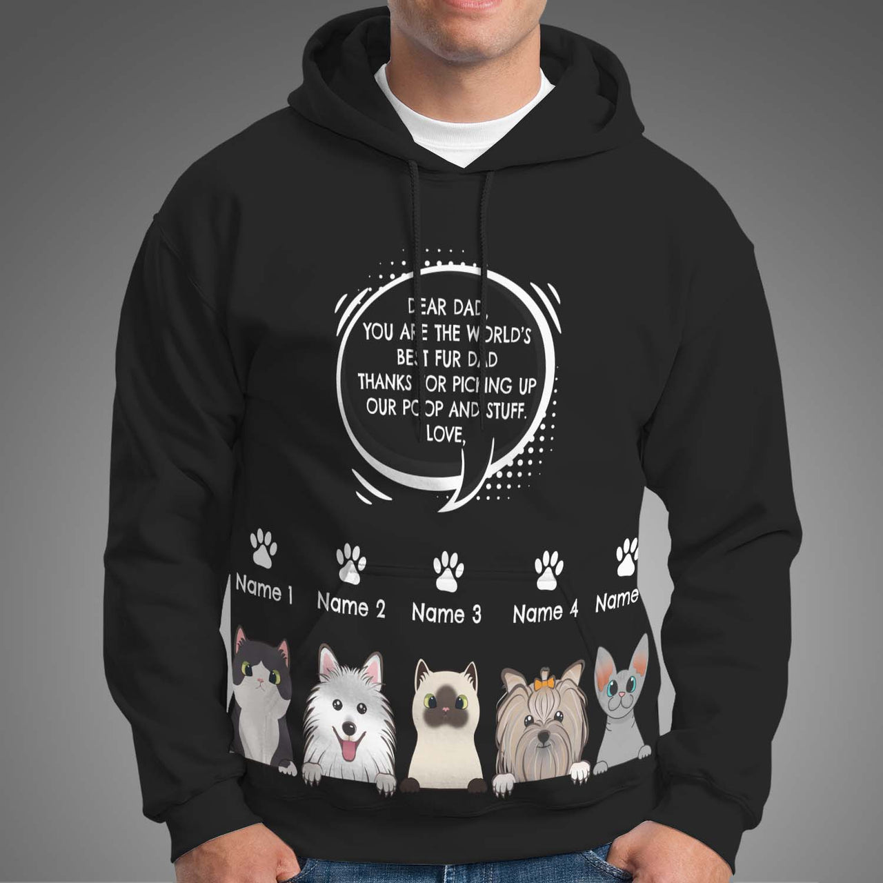 Dear Cat Mom And Cat Dad Personalized Hoodie 3D All Over Printed Shirt - Birthday, Loving Gift For Cat Lover Cat Owner Cat Mom Cat Dad Dog Mom Dog Dad