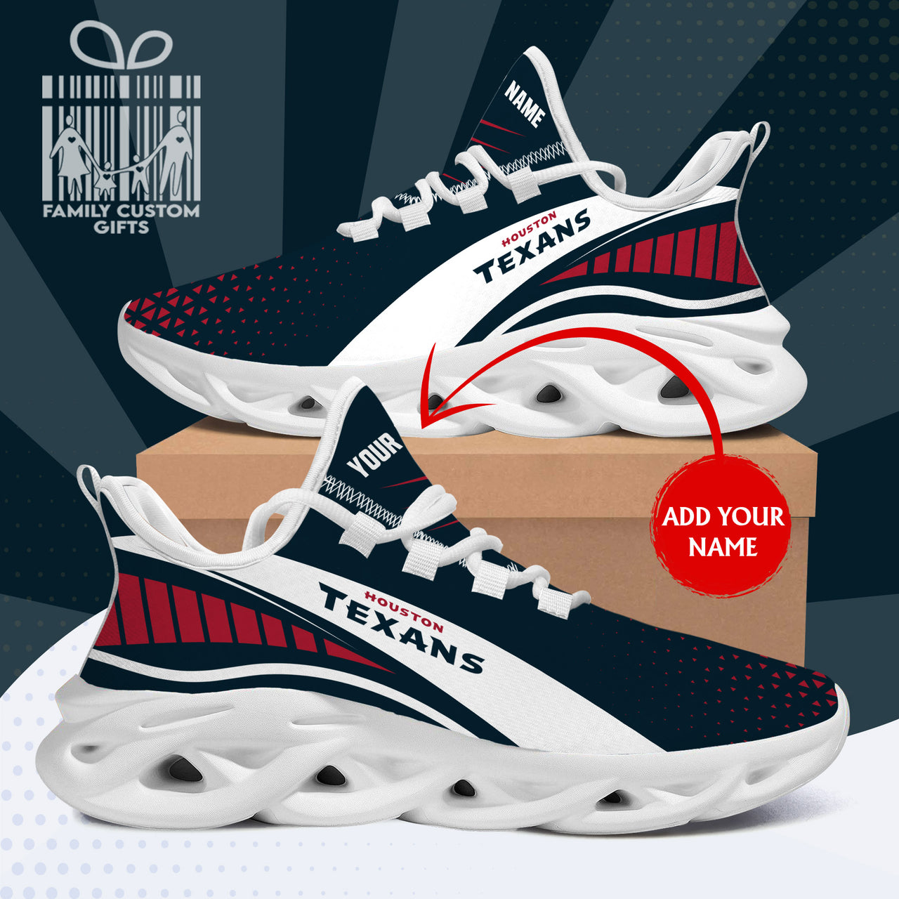 Houston Texans Custom Personalized Max Soul Sneakers Running Sport Shoes for Men Women