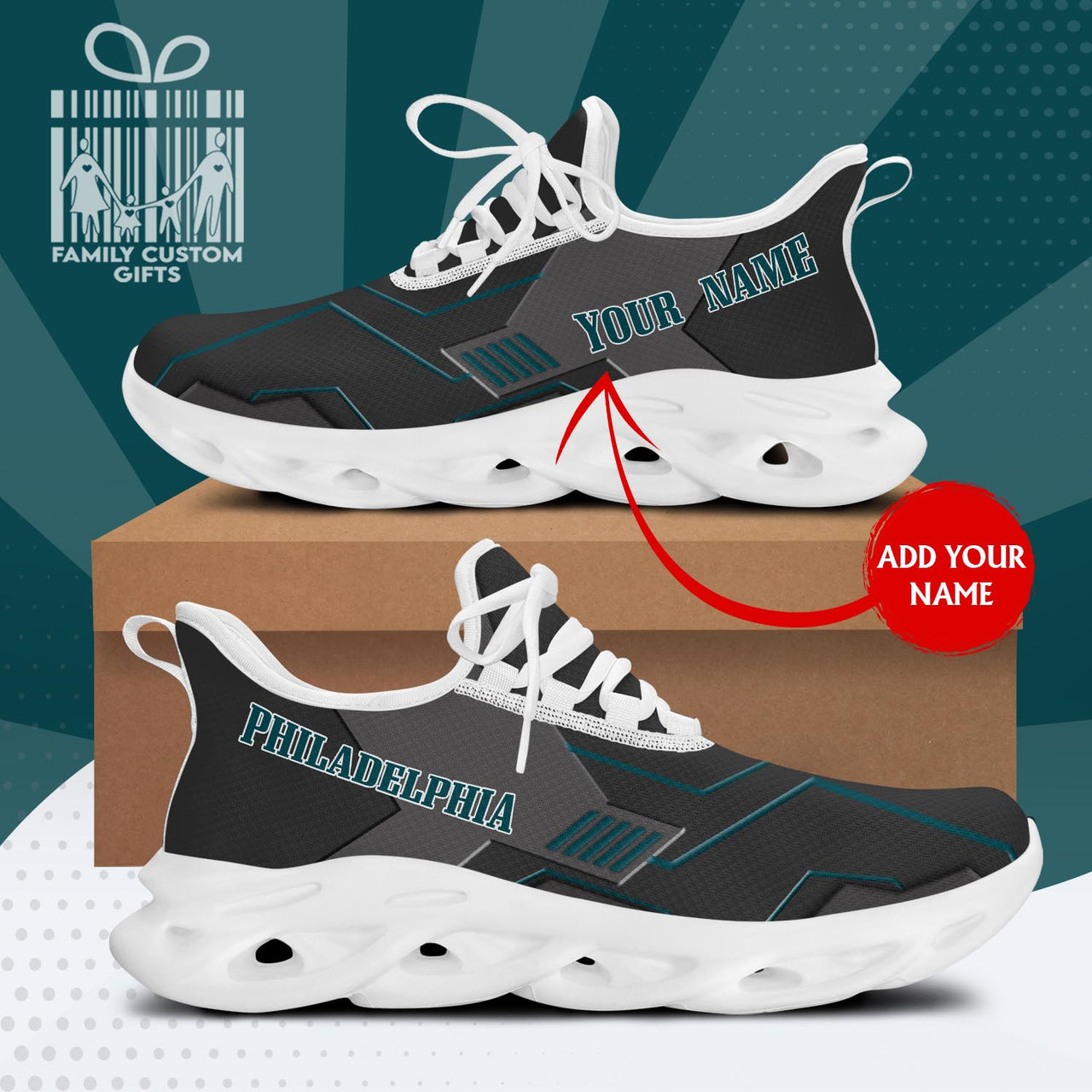 Philadelphia Eagles Personalized Max Soul Sneakers Running Sport Shoes for Men Women