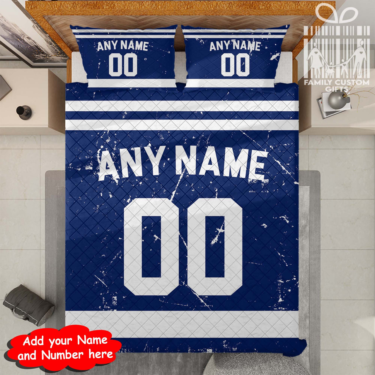 Custom Quilt Sets Toronto Jersey Personalized Ice hockey Premium Quilt Bedding for Men Women