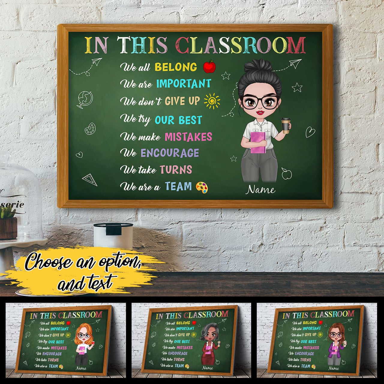 Personalized Teacher Gifts In This Classroom Rules Canvas Wall Art We Are A Team Custom Canvas Print - Gift for Teachers