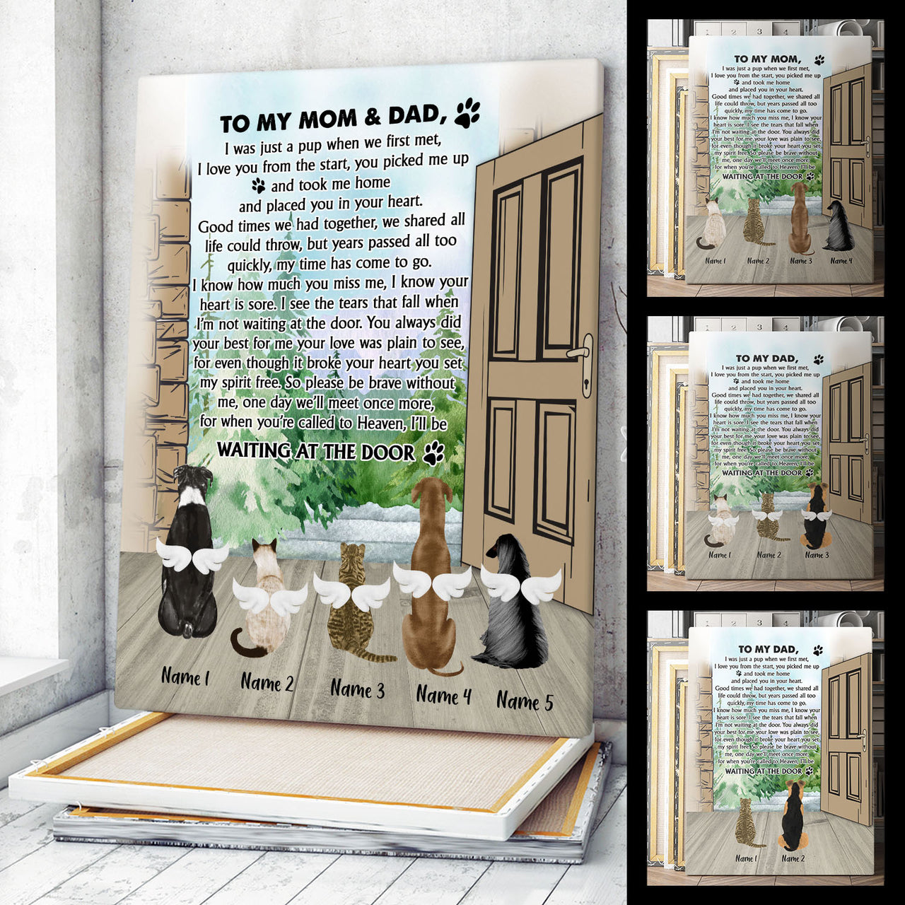 Personalized Custom Dog Memorial Gifts Canvas Print Waiting At The Door
