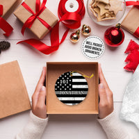 Thumbnail for Thin Silver Line American Flag with Correction Officer's Prayer Personalized Christmas Premium Ceramic Ornaments Sets for Christmas Tree