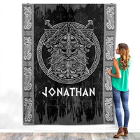 Thumbnail for Personalized Custom Name Viking Odin God Norse Mythology Fleece Sherpa Blanket Bed Throw Size Tapestry Wall Hanging