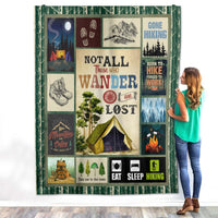 Thumbnail for Hiking Camping Sign Not All Those Who Wander are Lost Fleece Sherpa Blanket