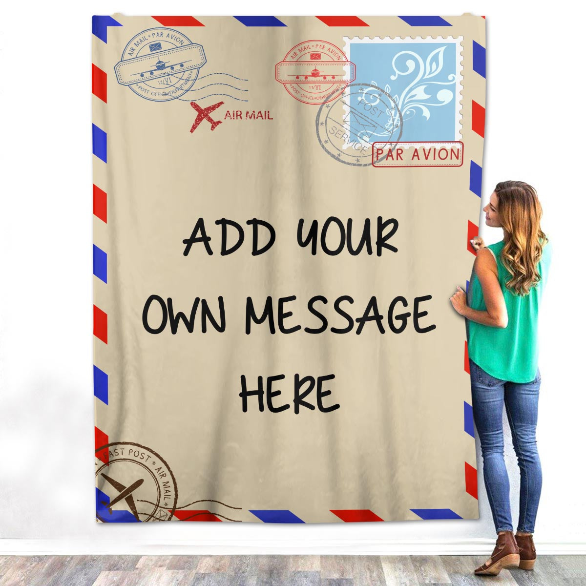 Personalized Custom Name Message Text for Daughter Son Mom Dad Wife Husband Girlfriend Boyfriend Handwriting Letter Fleece Sherpa Blanket
