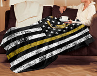 Thumbnail for 911 Dispatcher Thin Gold Yellow Line Dispatch American Flag Fleece Sherpa Blanket