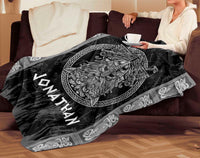 Thumbnail for Personalized Custom Name Viking Odin God Norse Mythology Fleece Sherpa Blanket Bed Throw Size Tapestry Wall Hanging