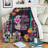 Thumbnail for Sugar Candy Skull Catrina Calaveras I Am The Storm Fleece Sherpa Blanket