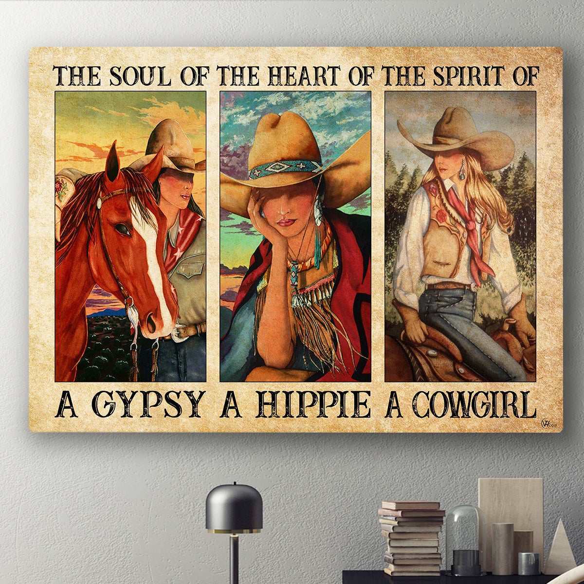 The Soul Of A Gypsy The Heart Of A Hippie Canvas Print Wall Art for Girl Women Horse Custom Canvas Art