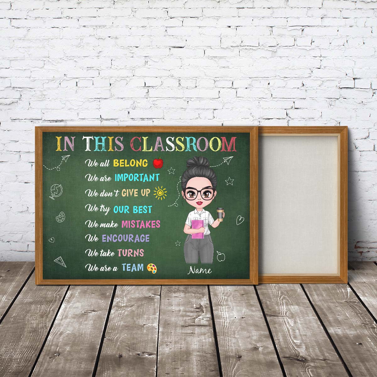 Personalized Teacher Gifts In This Classroom Rules Canvas Wall Art We Are A Team Custom Canvas Print - Gift for Teachers