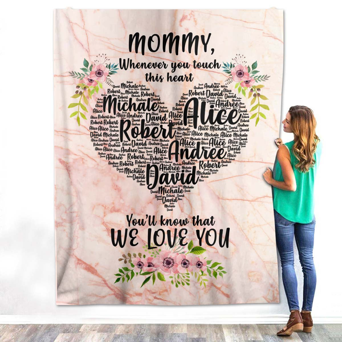 Personalized Custom Daughter Son Kids Names to My Mom Mommy Mothers Day Birthday Fleece Sherpa Blanket Gift For Woman Mom Mommy Mummy Mother Day