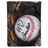 Thumbnail for Personalized Custom Name Number 3D Baseball Fleece Sherpa Blanket