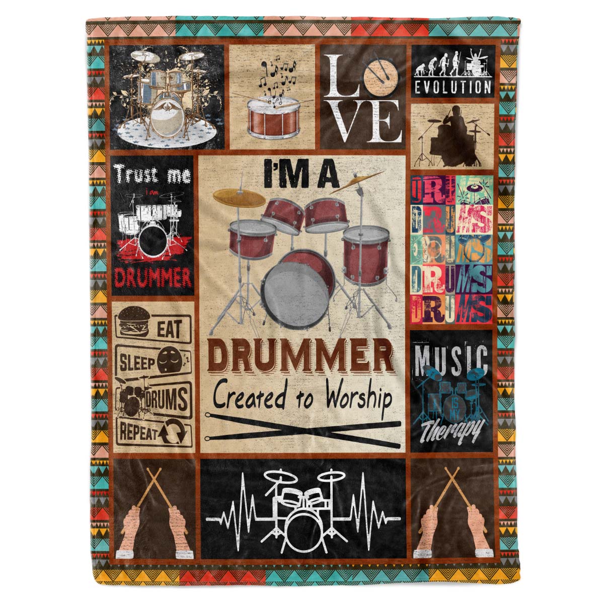 Drummer Drums Player Fleece Sherpa Blanket
