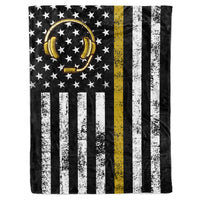 Thumbnail for 911 Dispatcher Thin Gold Yellow Line Dispatch American Flag Fleece Sherpa Blanket