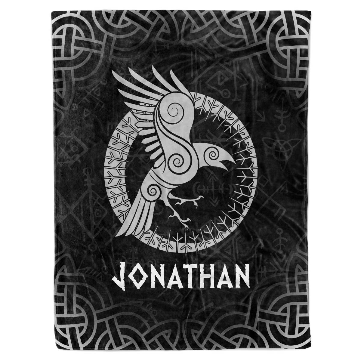 Personalized Custom Name Viking Raven Norse Mythology Fleece Sherpa Blanket Bed Throw Size Tapestry Wall Hanging