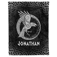 Thumbnail for Personalized Custom Name Viking Raven Norse Mythology Fleece Sherpa Blanket Bed Throw Size Tapestry Wall Hanging