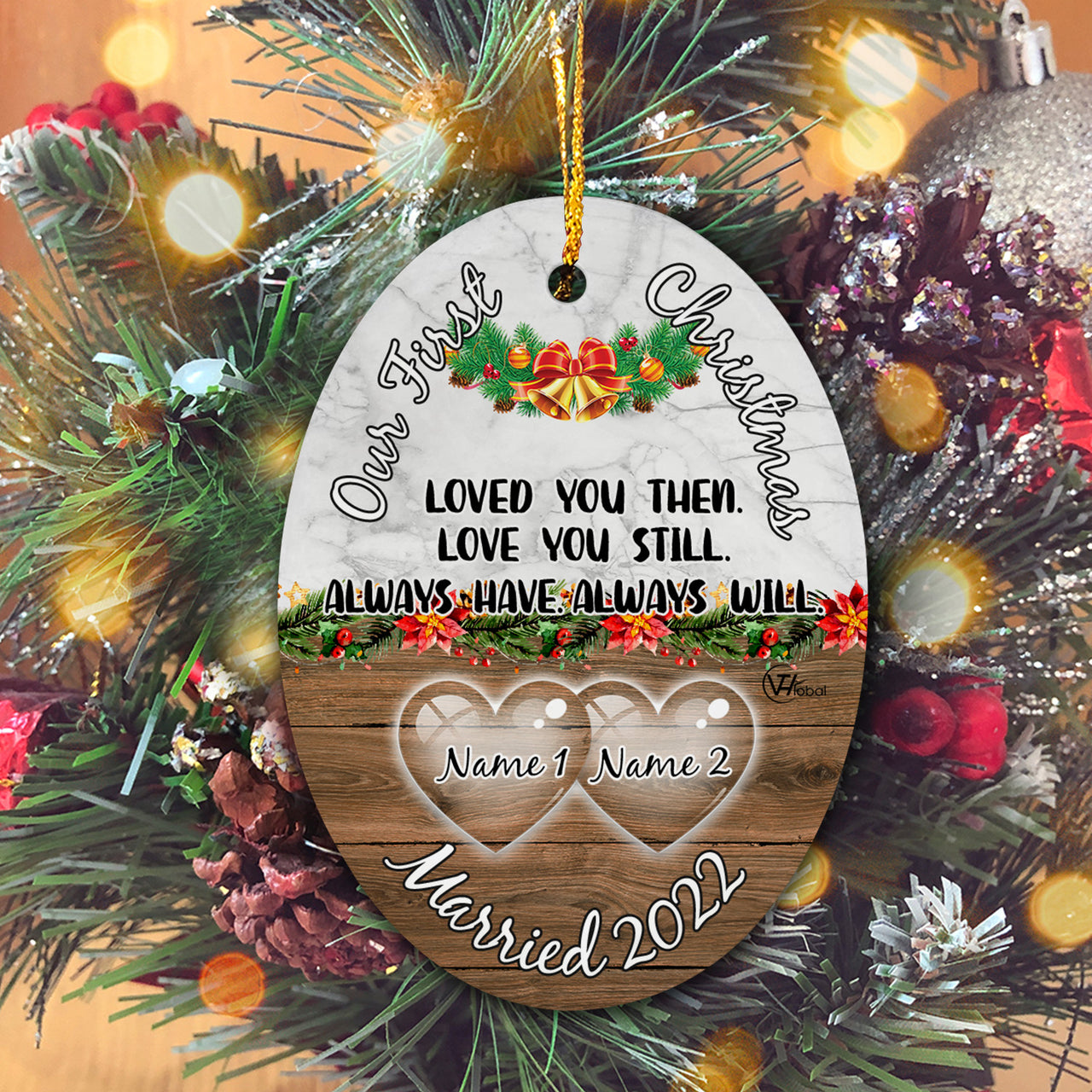 Our First Christmas Married as Mr and Mrs Personalized Christmas Premium Ceramic Ornaments Sets