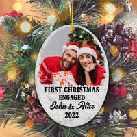 Thumbnail for Custom First Christmas Engaged Personalized Christmas Premium Ceramic Ornaments Sets for Christmas Tree